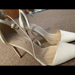 White closed toe heel